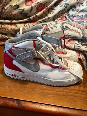 Nike Kids' Air Force 1 Mid Sneakers - White & Red